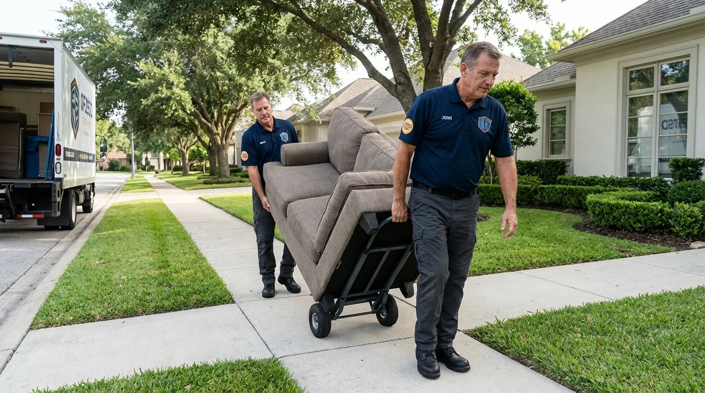 Local residential moving crew loading furniture in Rehoboth, MA